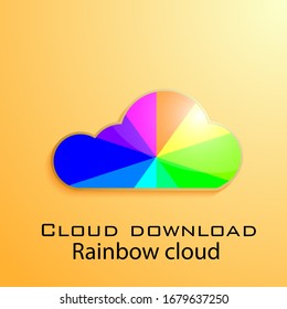 Regenbogenwolke mit Fackeleffekt. Cloud-Download