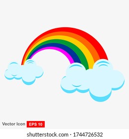 Rainbow cloud flat icon design style illustration on white background