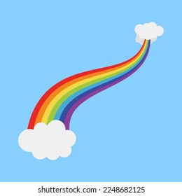 Rainbow with cloud in flat style isolated
