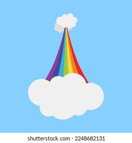 Rainbow with cloud in flat style isolated