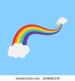 Rainbow with cloud in flat style isolated