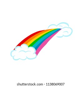 Rainbow and cloud hand drawn illustration for poster, banner, logo, icon, website or printing on textile. Can be used for lgbt materials or for kid club, children booklet, seasonal promo