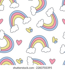 rainbow cloud heart pattern dream party happy love art vector textile graphic design style fashion art vector illustration 