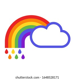 Rainbow and cloud icon isolated on white background