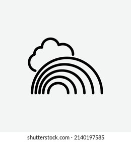  rainbow cloud icon, isolated weather outline icon in light grey background, perfect for website, blog, logo, graphic design, social media, UI, mobile app, vector illustration