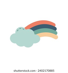 a rainbow and cloud icon on a white background boho kids colorful playful sun moon flower cloud