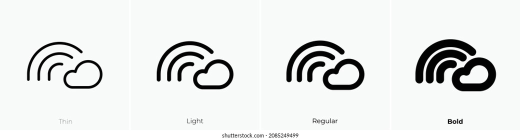 rainbow cloud icon. Thin, Light Regular And Bold style design isolated on white background