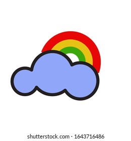 Rainbow And Cloud Icon Vector