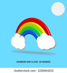 rainbow and cloud  illustration 3D render