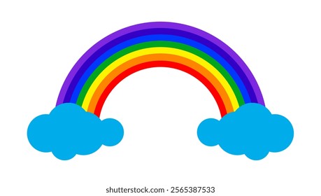 rainbow cloud Illustration, rainbow across and cloud for coloring book, colorful rainbow for kid coloring print