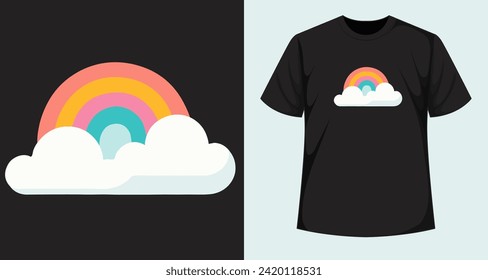 rainbow and cloud illustration, vector work for various prints