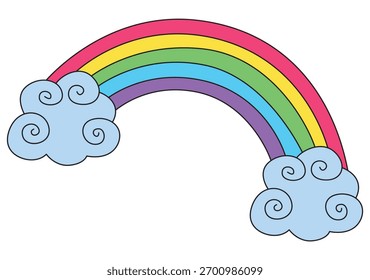 Rainbow and cloud isolated on a white background
