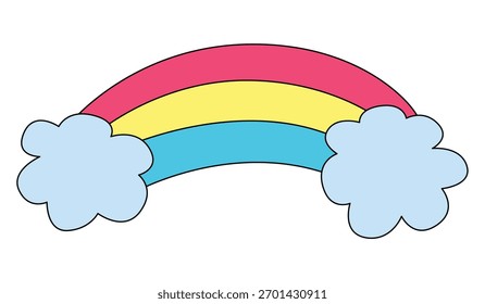 A rainbow and cloud isolated on a white background