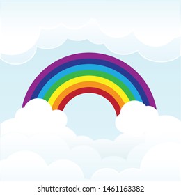 Rainbow Cloud Light Blue Sky Background Stock Vector (Royalty Free ...