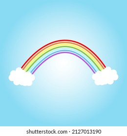 Rainbow and cloud on the white background. Vector illustration.