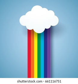 Rainbow and cloud , paper art style
