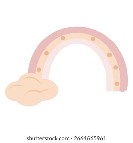 Regenbogen mit Wolke, Pastellbogen-Illustration, süßer Regenbogen-Vektor