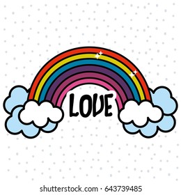 rainbow and cloud with peace and love message