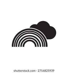 Rainbow, cloud silhouette icon vector illustration on white background
