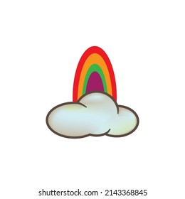 rainbow and cloud simple vector color design illustration icon