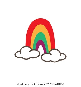 rainbow and cloud simple vector color design illustration icon