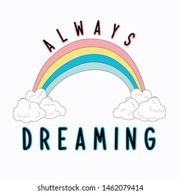 rainbow cloud sky text line girl tee illustration art vector