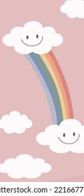 Regenbogen- und Cloud-Muster, bunter Regenbogenhintergrund.