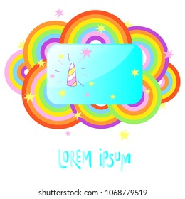 rainbow cloud and stars vector unicorn design template