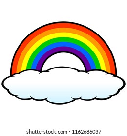 Rainbow with Cloud - A vector cartoon illustration of a rainbow with a cloud.