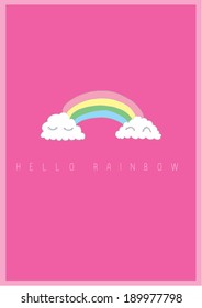rainbow and cloud vector poster design template/ layout design/ background