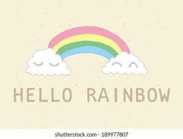rainbow and cloud vector poster design template/ layout design/ background