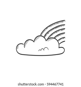 Rainbow in cloud vector sketch icon