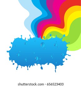 Rainbow and cloud with water drops illustration