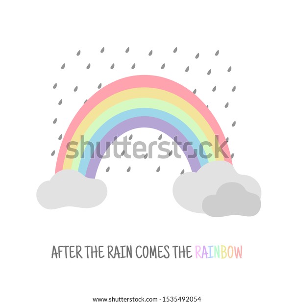 Rainbow Clouds After Rain Comes Rainbow のベクター画像素材 ロイヤリティフリー