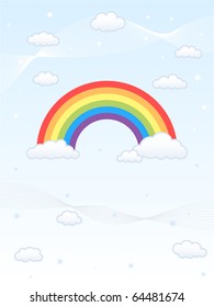 Rainbow and Clouds Against a Light Blue Sky