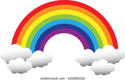 Rainbow Clouds Against White Background Stock Vector (Royalty Free ...