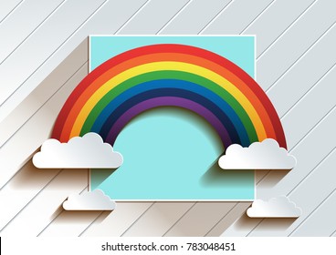 Rainbow With Clouds background. vector illustration. you can place relevant content on the area.
