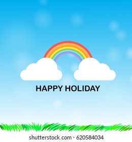 rainbow and clouds in beautiful day,illustrations