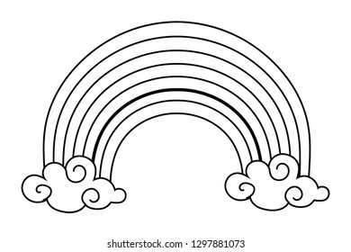 rainbow and clouds cartoon
