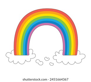 Rainbow and clouds cartoon doodle vector illustration