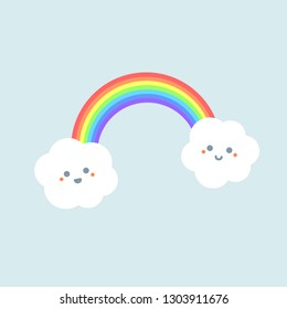 Rainbow and clouds. Cartoon vector illustration