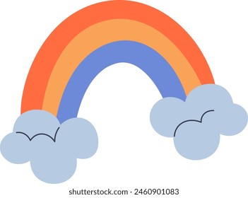 Rainbow With Clouds Cartoon Vector Illustration