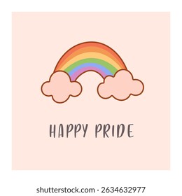 Rainbow with Clouds and “Happy Pride” Celebration Message