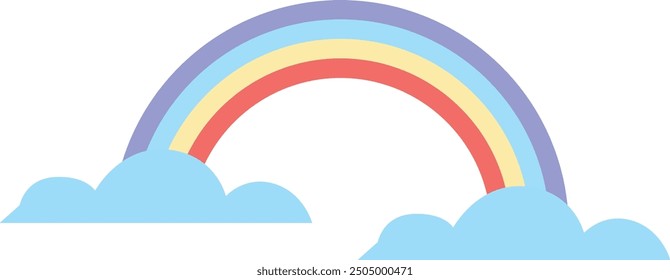 Rainbow in clouds color icon. Sky miracle symbol isolated on white background