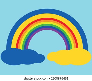Rainbow with clouds and the colors of Ukraine
