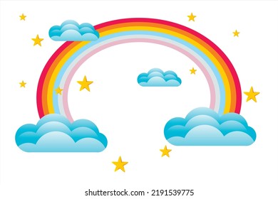 Rainbow with clouds. Concept of a colorful rainbow. Hand-drawn rainbow