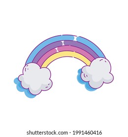 Regenbogenwolken, süßer Cartoon einzeln