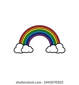 rainbow and clouds cute vector illustration
