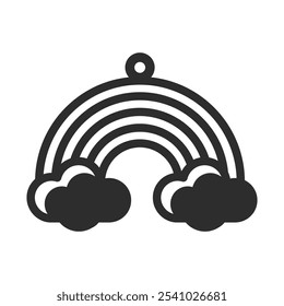 Rainbow with clouds design for earrings, pendant or keychain. Jewelry silhouette laser cut template. Cnc cutting with metal, wood or leather. Vector stencil