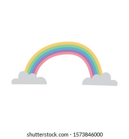 Rainbow and clouds design, Weather climate time report meteorology and nature theme Vector illustration